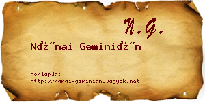 Nánai Geminián névjegykártya